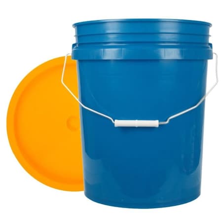 World Enterprises Bucket, 15.75 in H, Chevron and Yellow 5CHBLU,345YEL